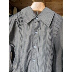 Roar Mens Long Sleeve Button Down Shirt Size XL Gray Embroidered Rockabilly